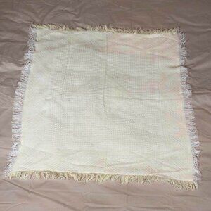 Baby shawl - pastel yellow and white knit